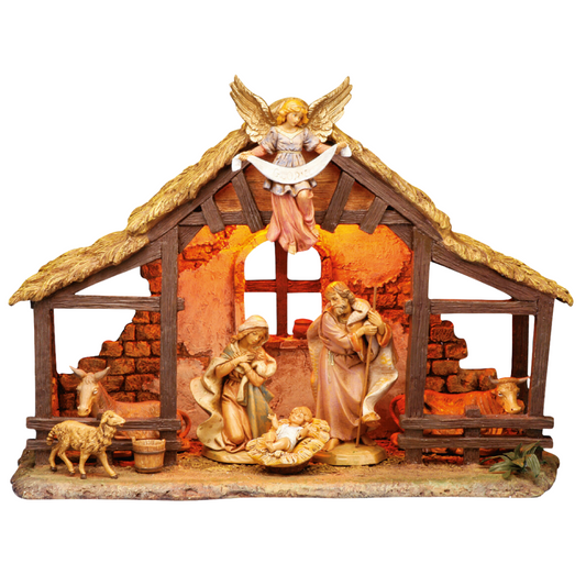 15" High Lighted Nativity Stable