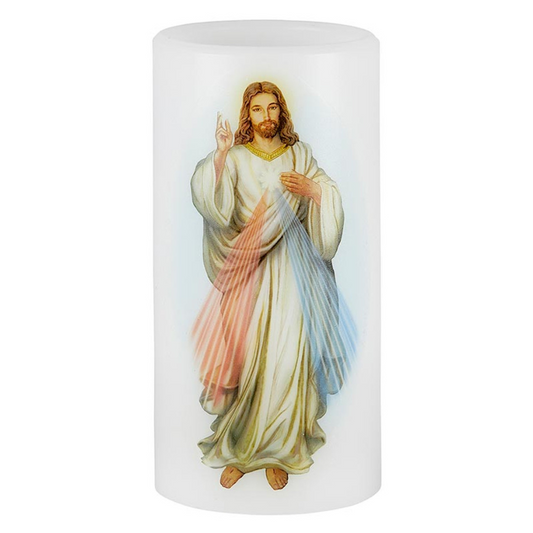 Divine Mercy Flickering Flameless Devotional Candle