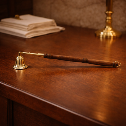 Wooden Handle Candle Snuffer with Brass Bell – 14.5"