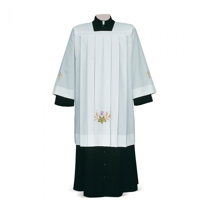 Vine and Wheat White Cotta with Eucharistic Embroidery