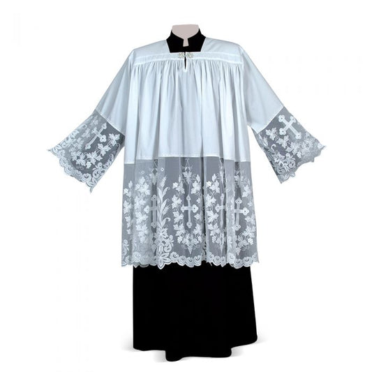 Classic White Cotta with Ornamental Tulle Lace Panels