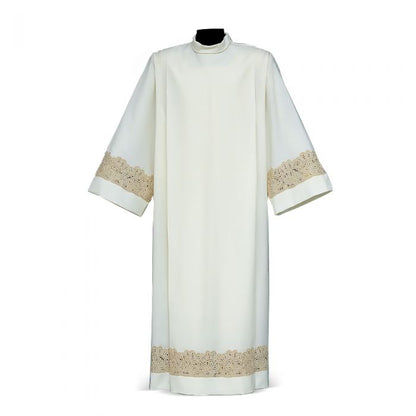 Entredeur Fiori Ivory Alb with Refined Floral Embroidery