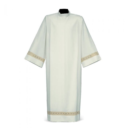 Entredeur Rombi Ivory Alb with Diamond-Shaped Embroidered Detail