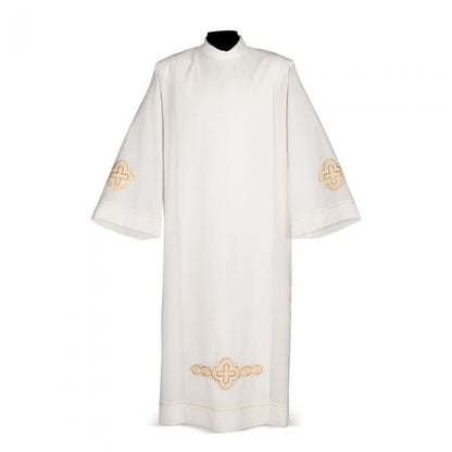 Intreccio Ivory Alb with Embroidered Cross Motif Design