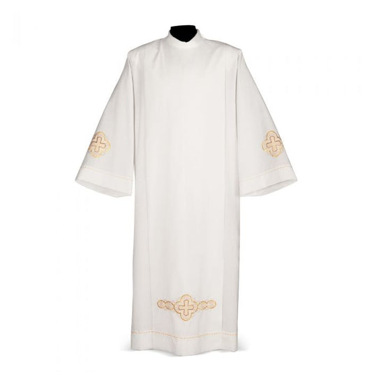 Intreccio Ivory Alb with Embroidered Cross Motif Design
