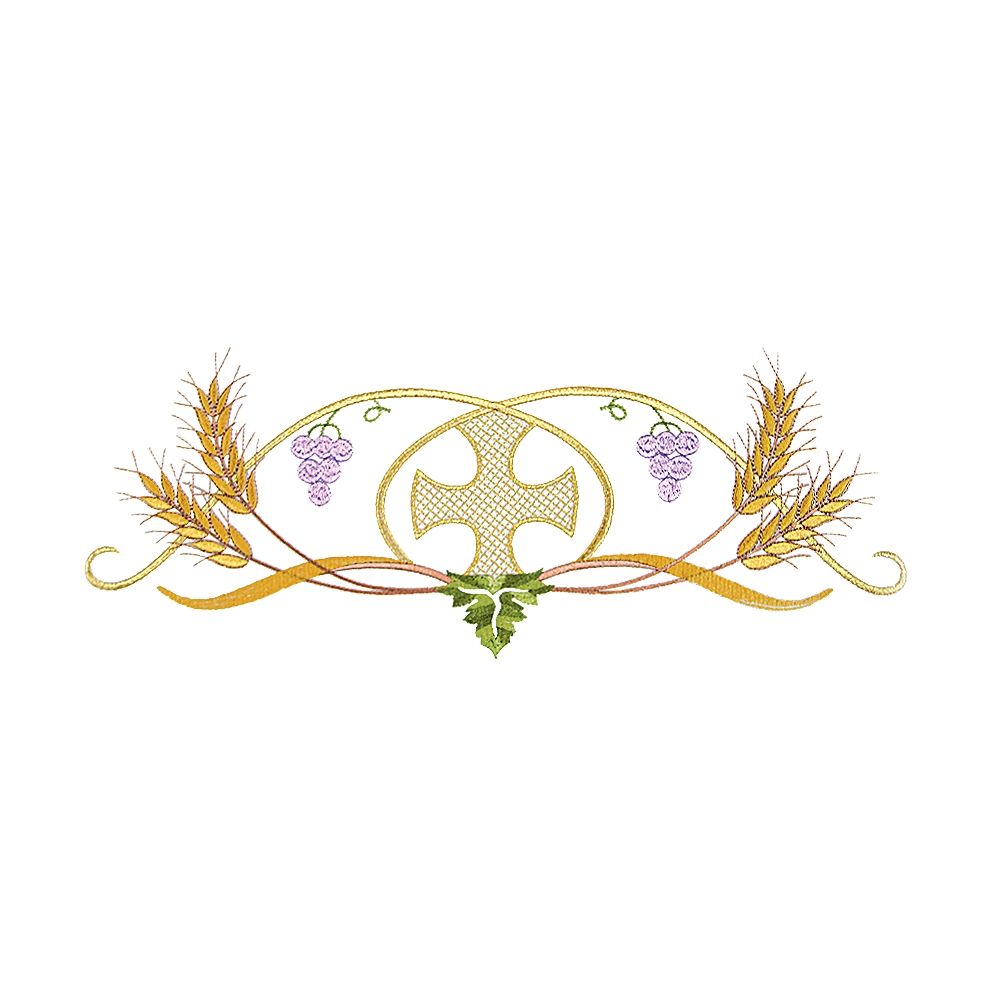 Eucharistic Wheat & Grape Embroidered Ivory Cotta
