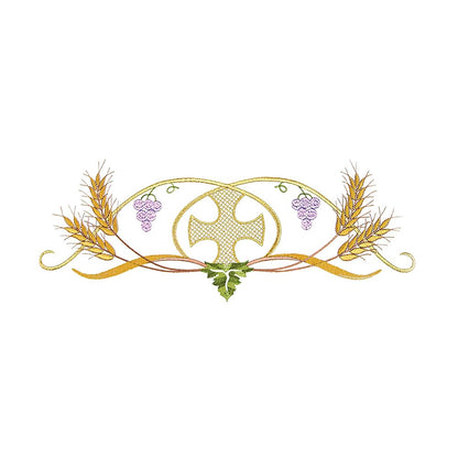 Eucharistic Wheat & Grape Embroidered Ivory Cotta