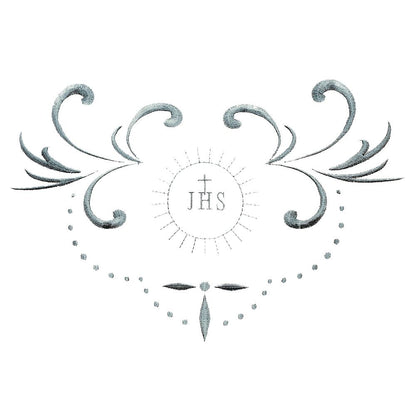 IHS Ivory Alb with Embroidered Eucharistic Monogram