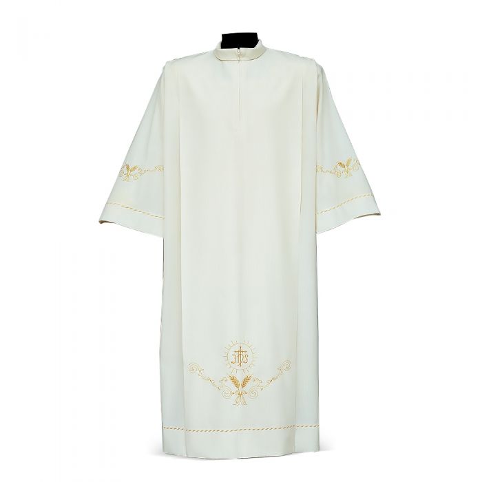 Spighe Embroidered Alb with IHS & Wheat Motif
