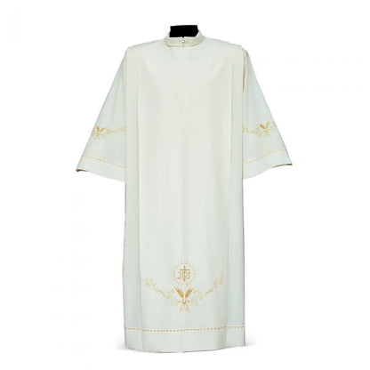 Spighe Embroidered Alb with IHS & Wheat Motif