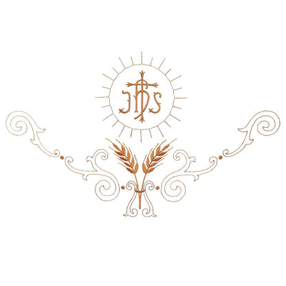 Spighe Ivory Cotta with IHS and Wheat Embroidery