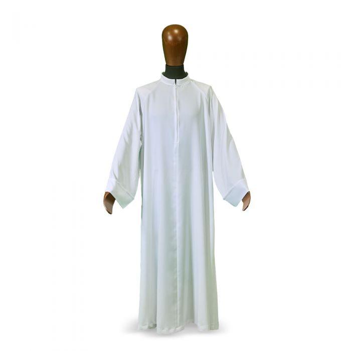 Flared Cut Raglan Alb with Classic Turn-Down Collar