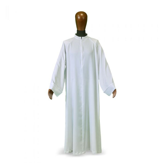 Flared Cut Raglan Alb with Classic Turn-Down Collar