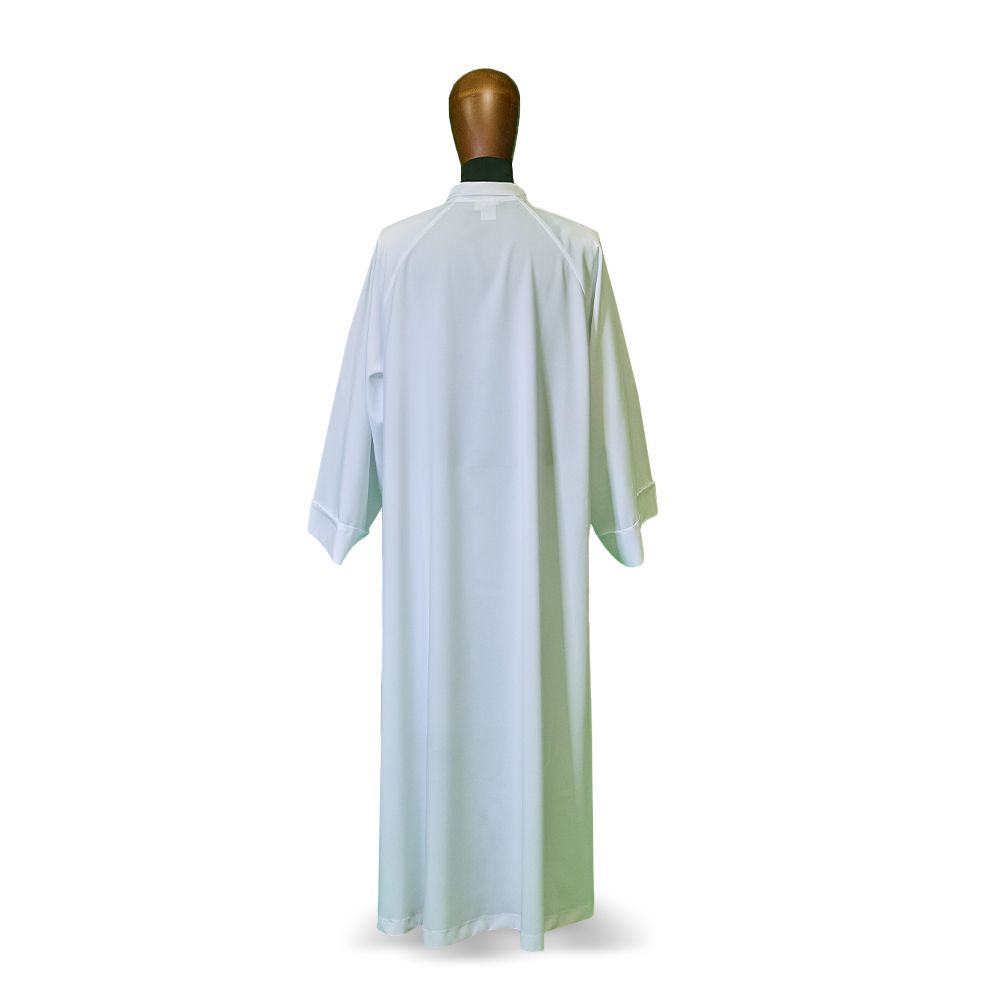 Flared Cut Raglan Alb with Classic Turn-Down Collar