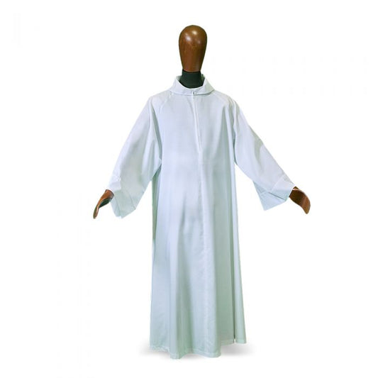 Flared Cut Raglan Alb with Front Zip