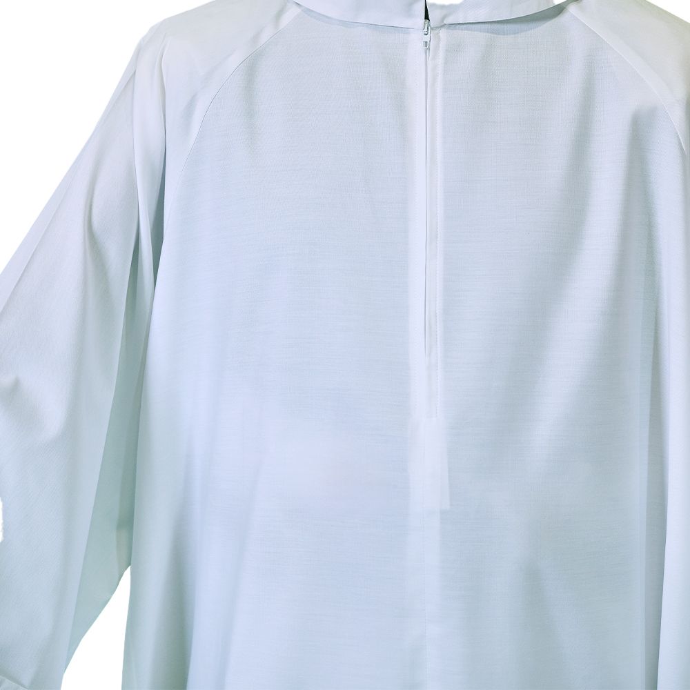 Flared Cut Raglan Alb with Front Zip