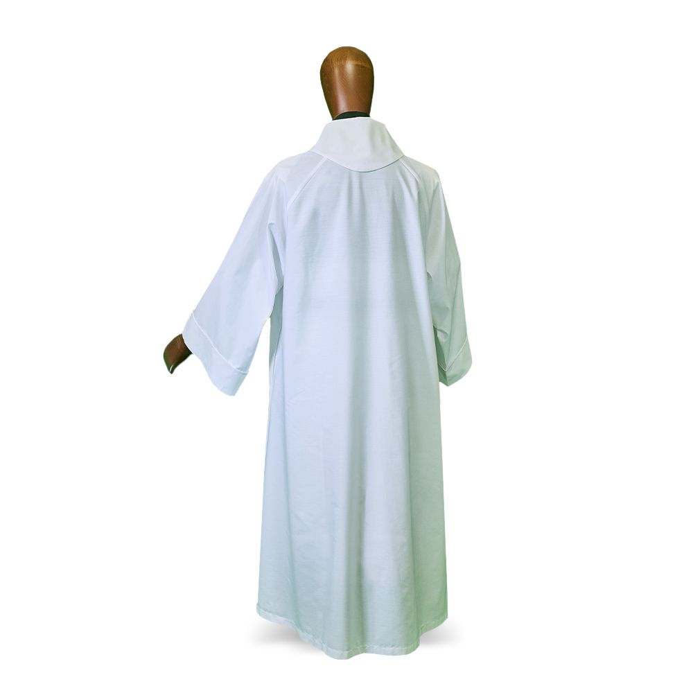 Flared Cut Raglan Alb with Front Zip