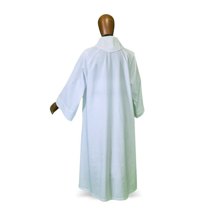 Flared Cut Raglan Alb with Front Zip