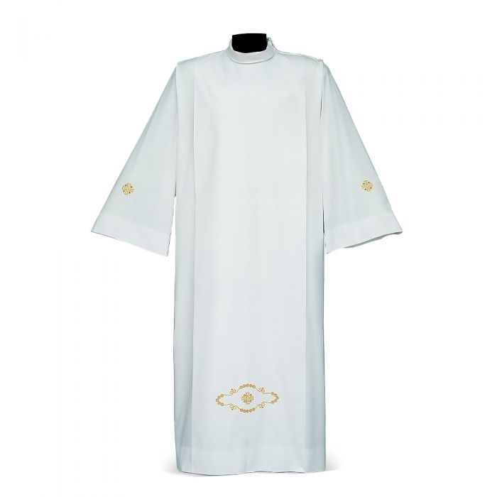 Alb with Embroidered Cross & Floral Motifs