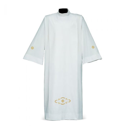 Alb with Embroidered Cross & Floral Motifs
