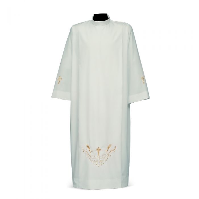 Croce Rete Embroidered Alb with Gold Cross Motif