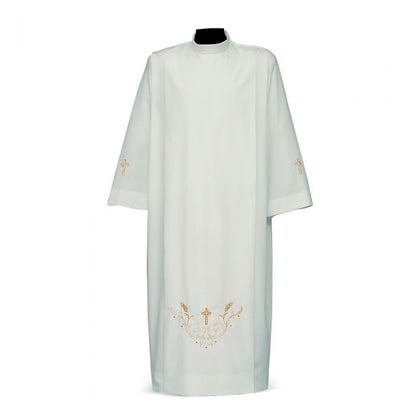Croce Rete Embroidered Alb with Gold Cross Motif