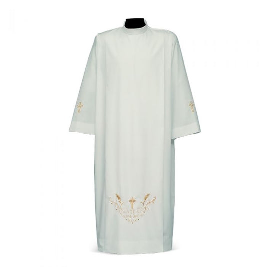 Croce Rete Embroidered Alb with Gold Cross Motif