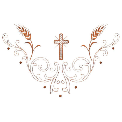 Croce Rete Embroidered Alb with Gold Cross Motif