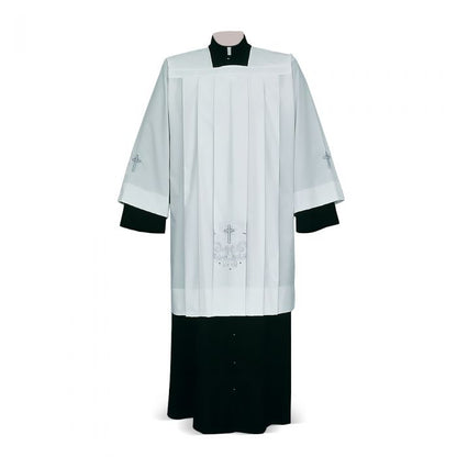 Croce Rete White Cotta with Cross and Wheat Embroidery