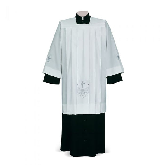 Croce Rete White Cotta with Cross and Wheat Embroidery