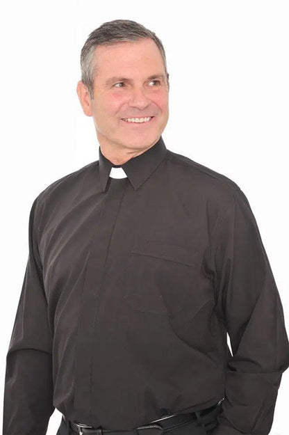 Collar Attached Clerical Shirt - Long Sleeve
