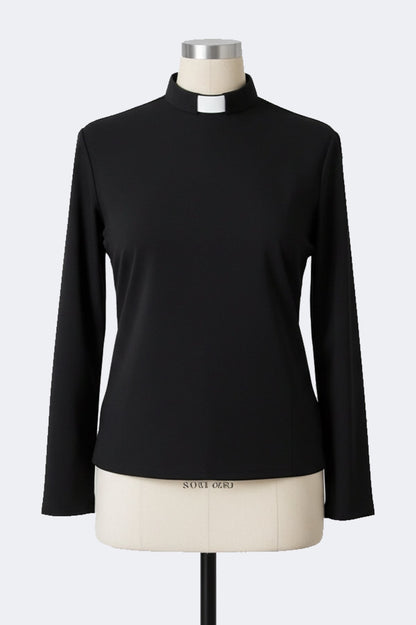 Women's Clerical Blouse - Black