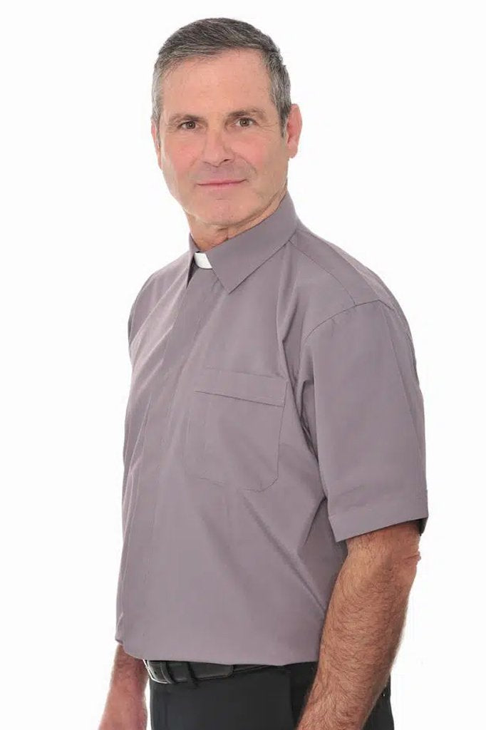 Collar Attached Clerical Shirt - Short Sleeve
