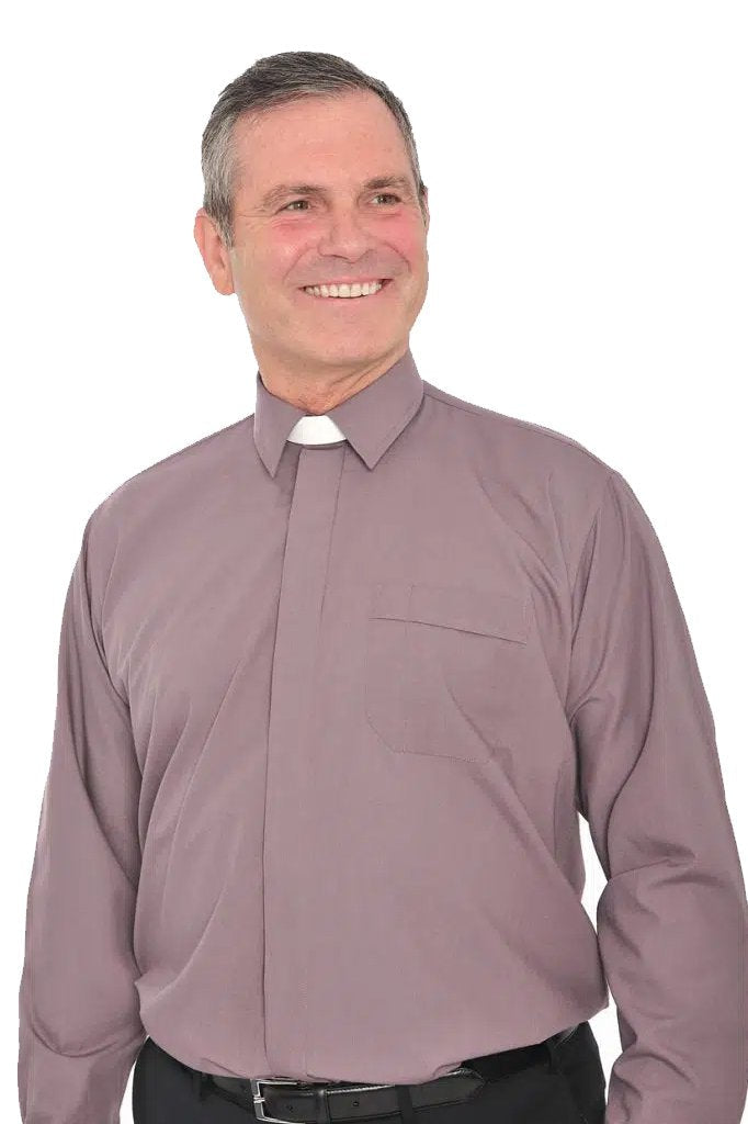 Collar Attached Clerical Shirt - Long Sleeve