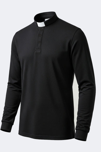 Dual Collar Clerical Polo Shirt – Long Sleeve