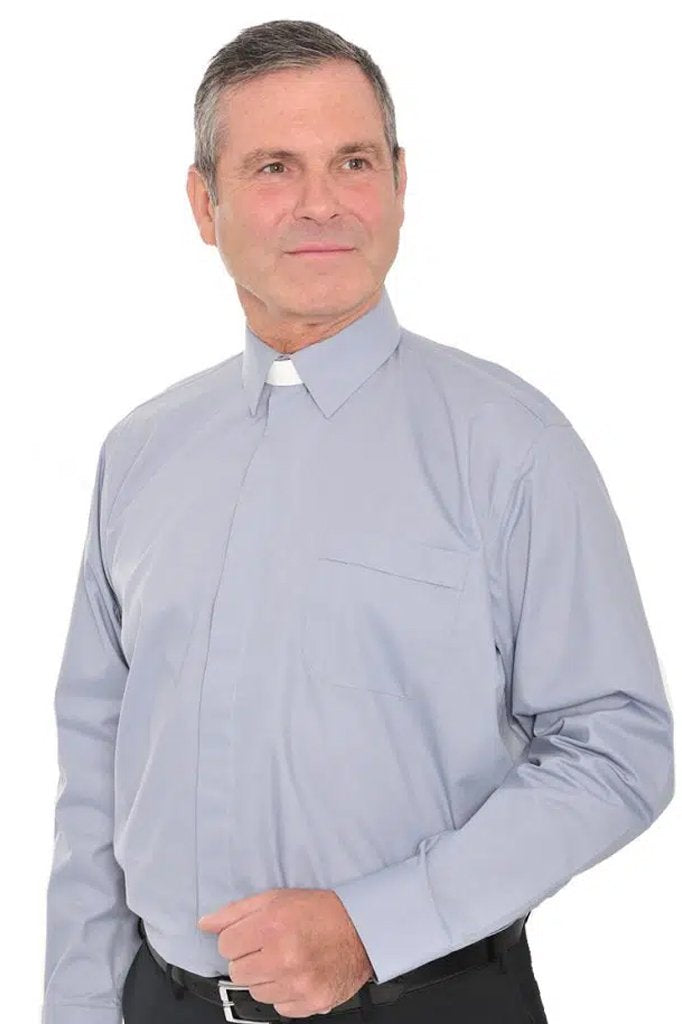 Collar Attached Clerical Shirt - Long Sleeve