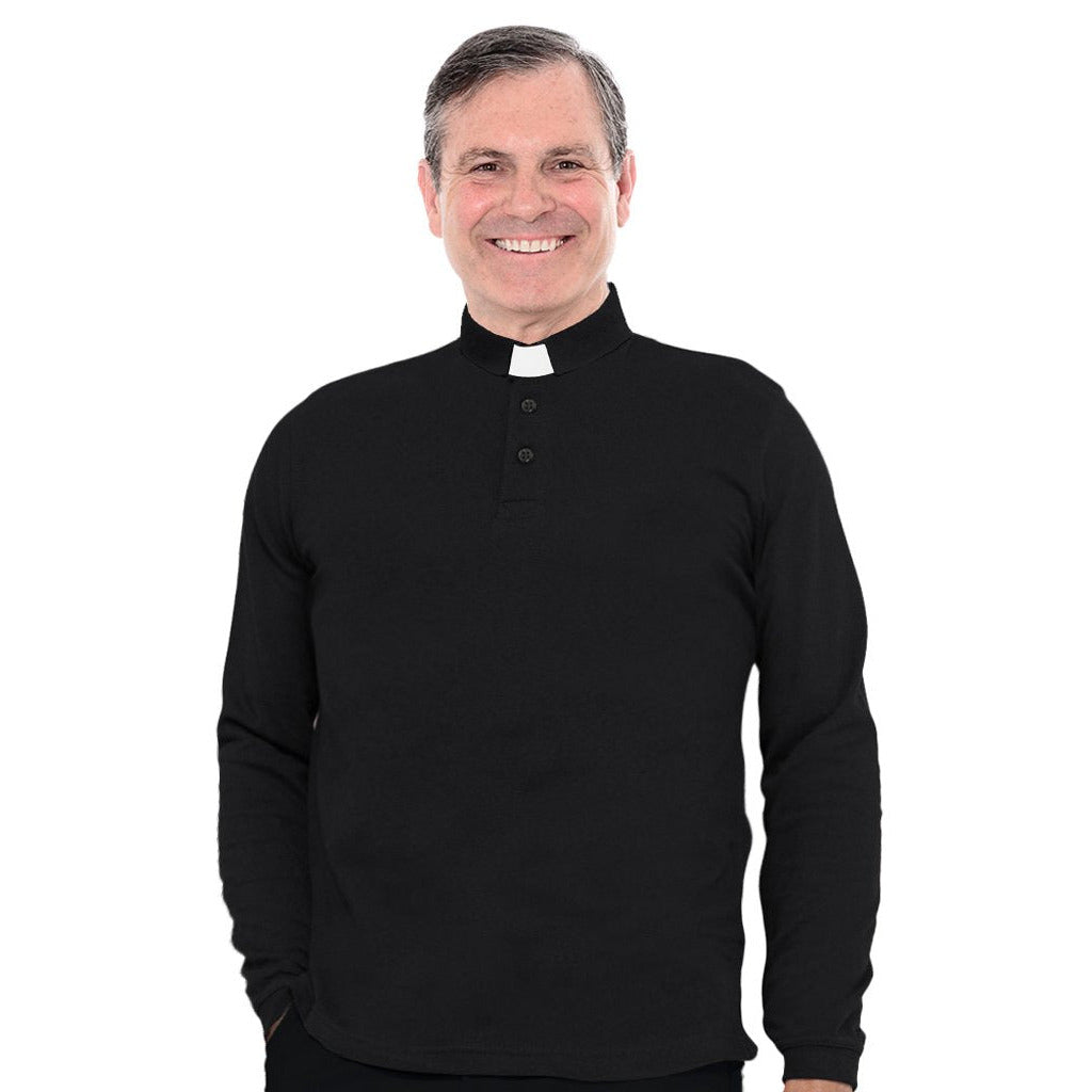 Dual Collar Clerical Polo Shirt – Long Sleeve
