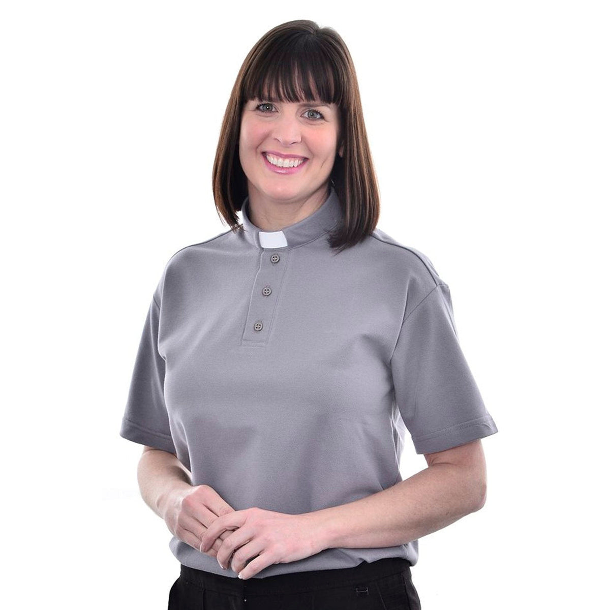 Women's Clerical Polo Shirt - Grey