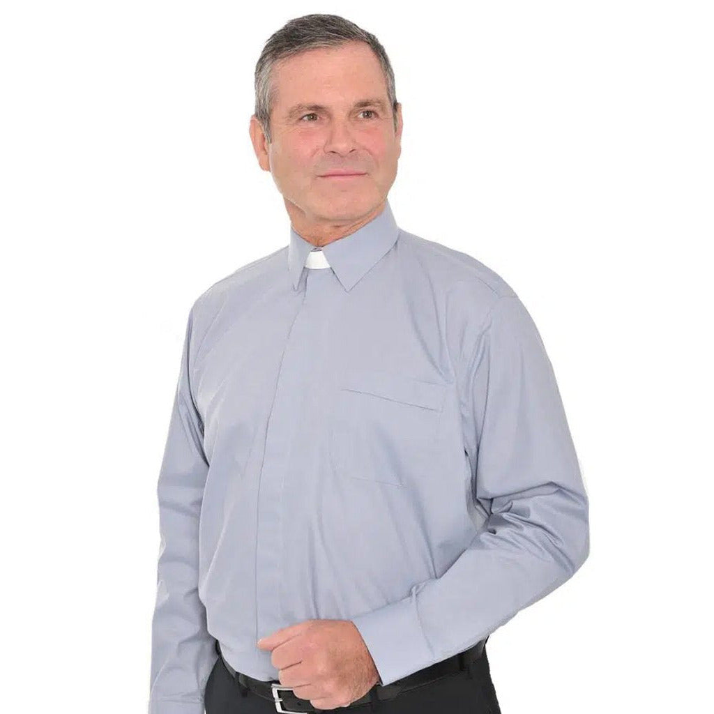 Collar Attached Clerical Shirt - Long Sleeve
