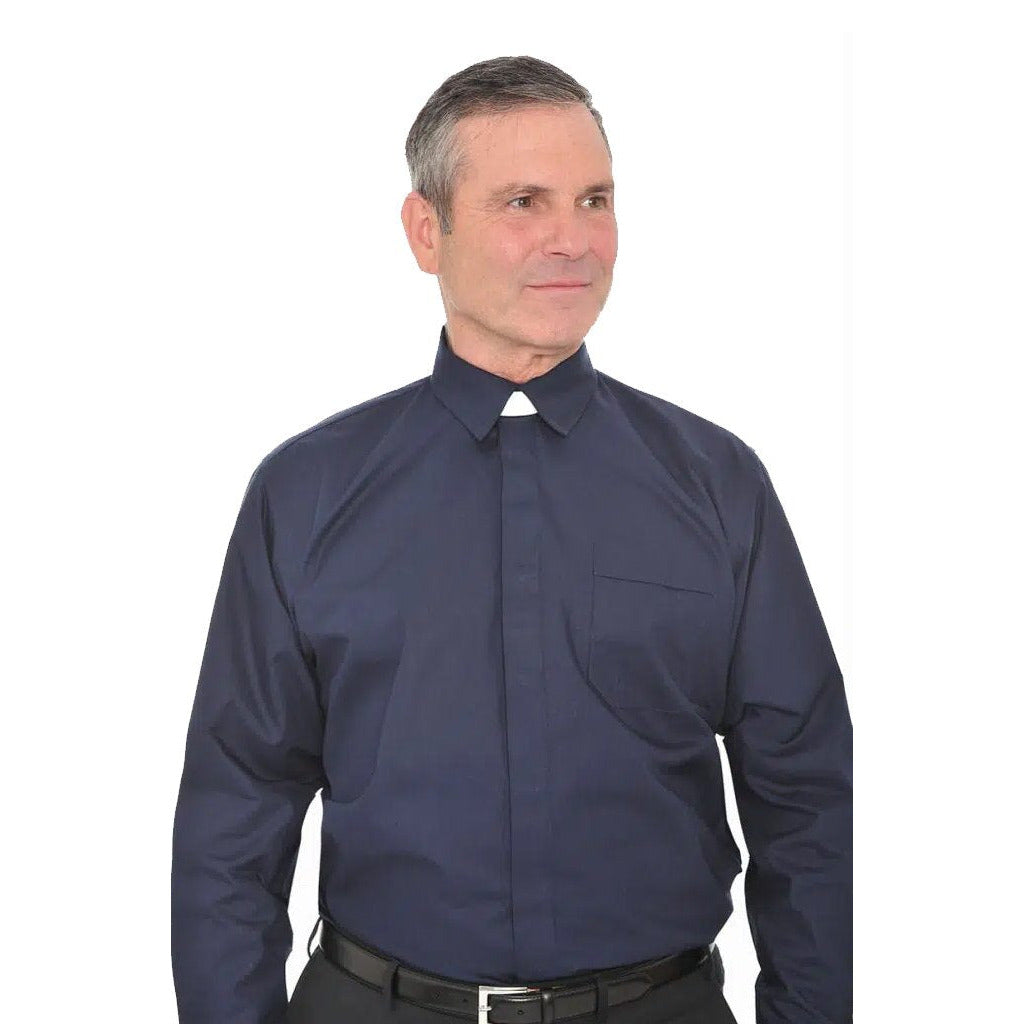 Collar Attached Clerical Shirt - Long Sleeve