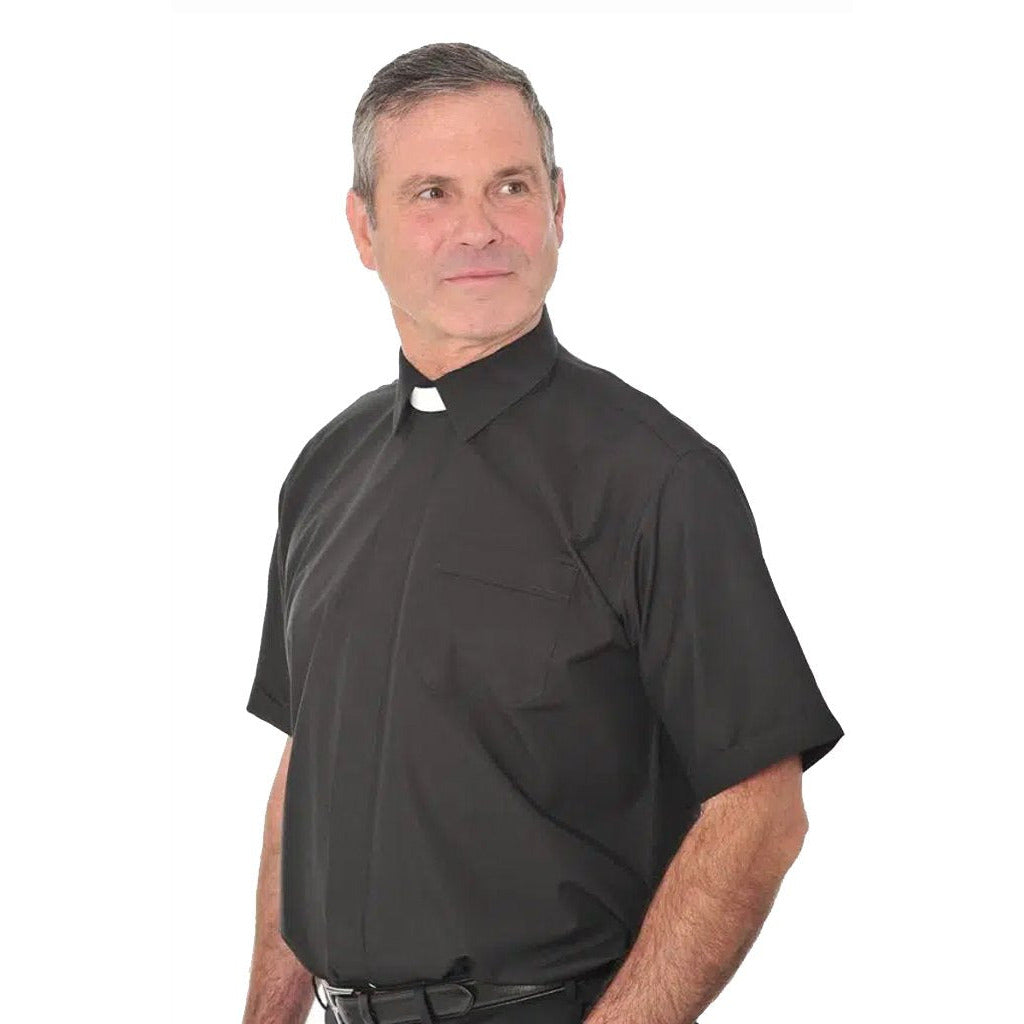 Collar Attached Clerical Shirt - Short Sleeve