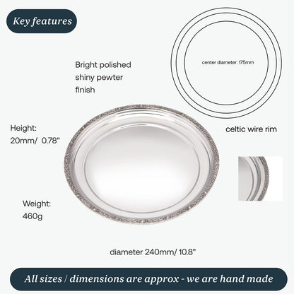 Medium Celtic Rim Pewter Tray