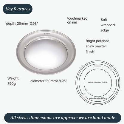 Medium Polished Finish Pewter Plate