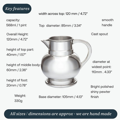 Medium Pewter Water Jug