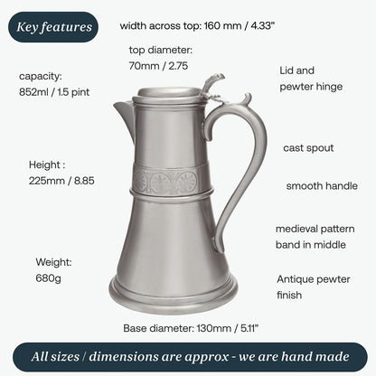 Medieval Antique Finish Pewter Flagon