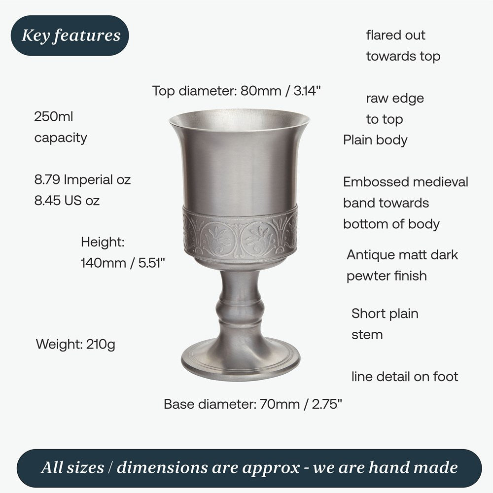 Medieval Antique Finish Pewter Chalice