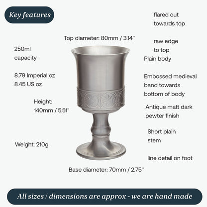 Medieval Antique Finish Pewter Chalice