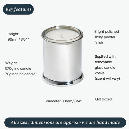 Plain Pewter Candle Votive