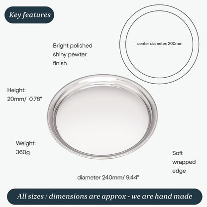 Medium 240mm Round Pewter Tray