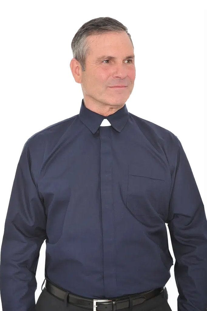 Collar Attached Clerical Shirt - Long Sleeve